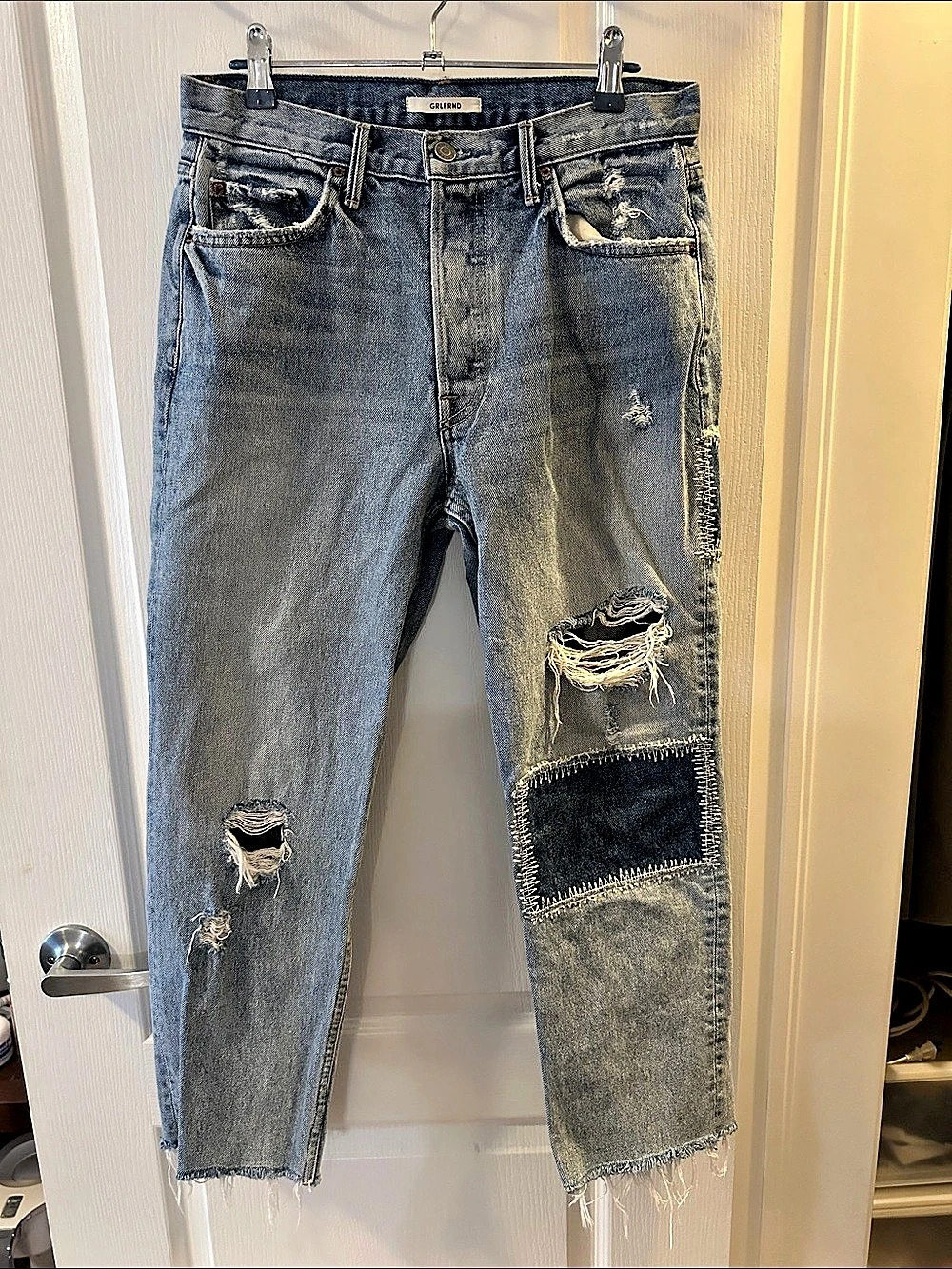 GRLFRND Helena High Rise Straight Leg Jeans Waist 29 Blue